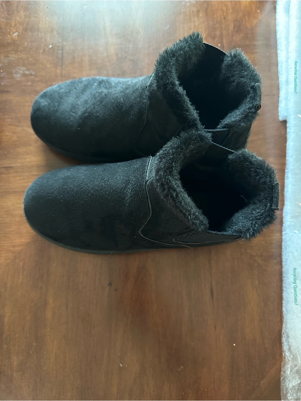Cozy Black Faux Fur Lined Slip-On Booties